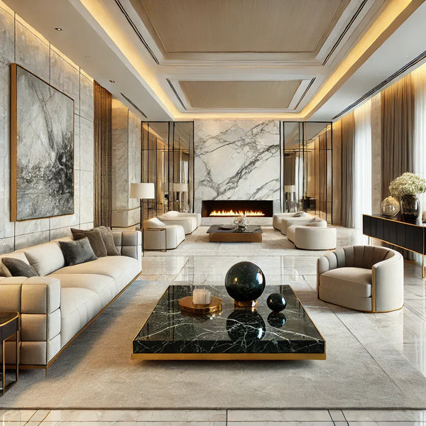 10 Trending Marble and Travertine Ideas for Living Rooms