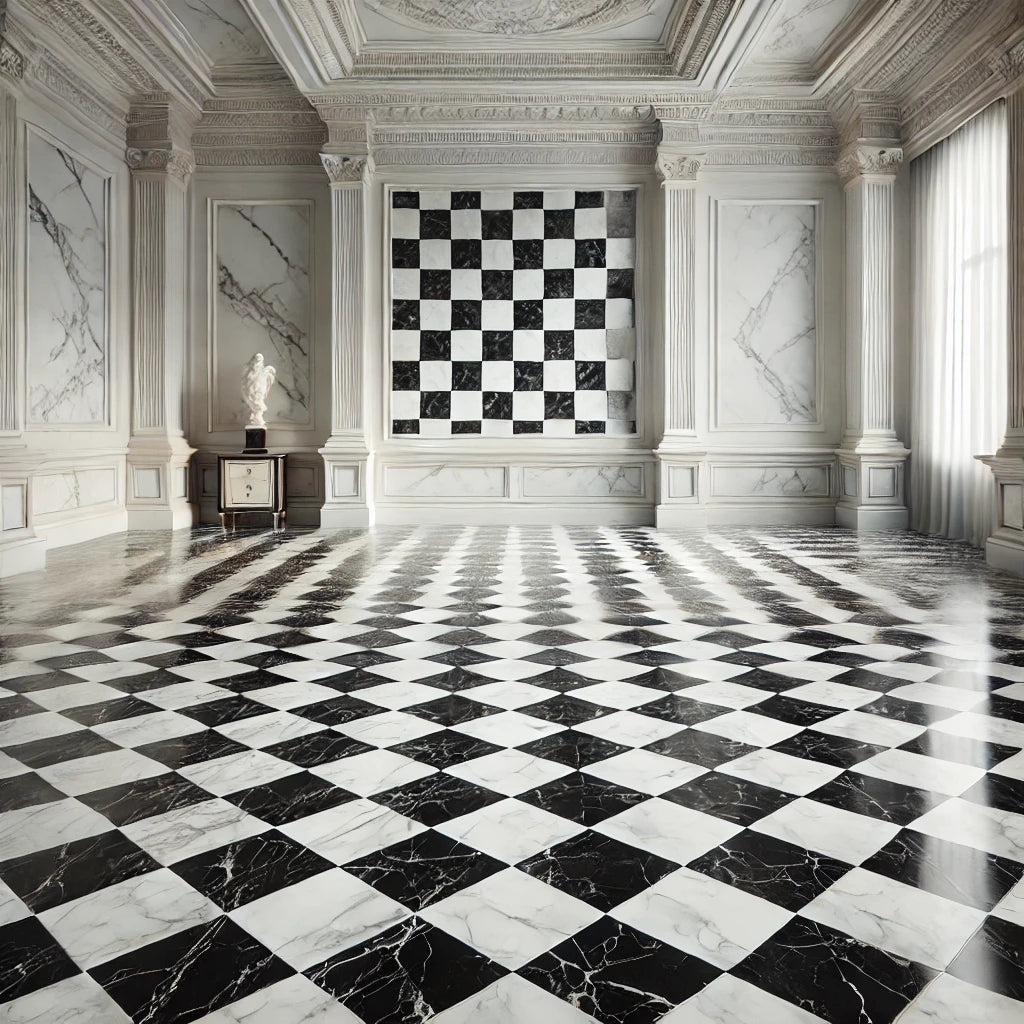 Checkerboard Tile Design: Timeless Elegance with Calacatta Gold, Carrara, Thassos, and More