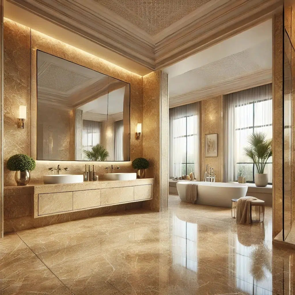 Elevate Your Bathroom Renovation with Timeless Elegance: Travertine Tiles from Surfaces Galore