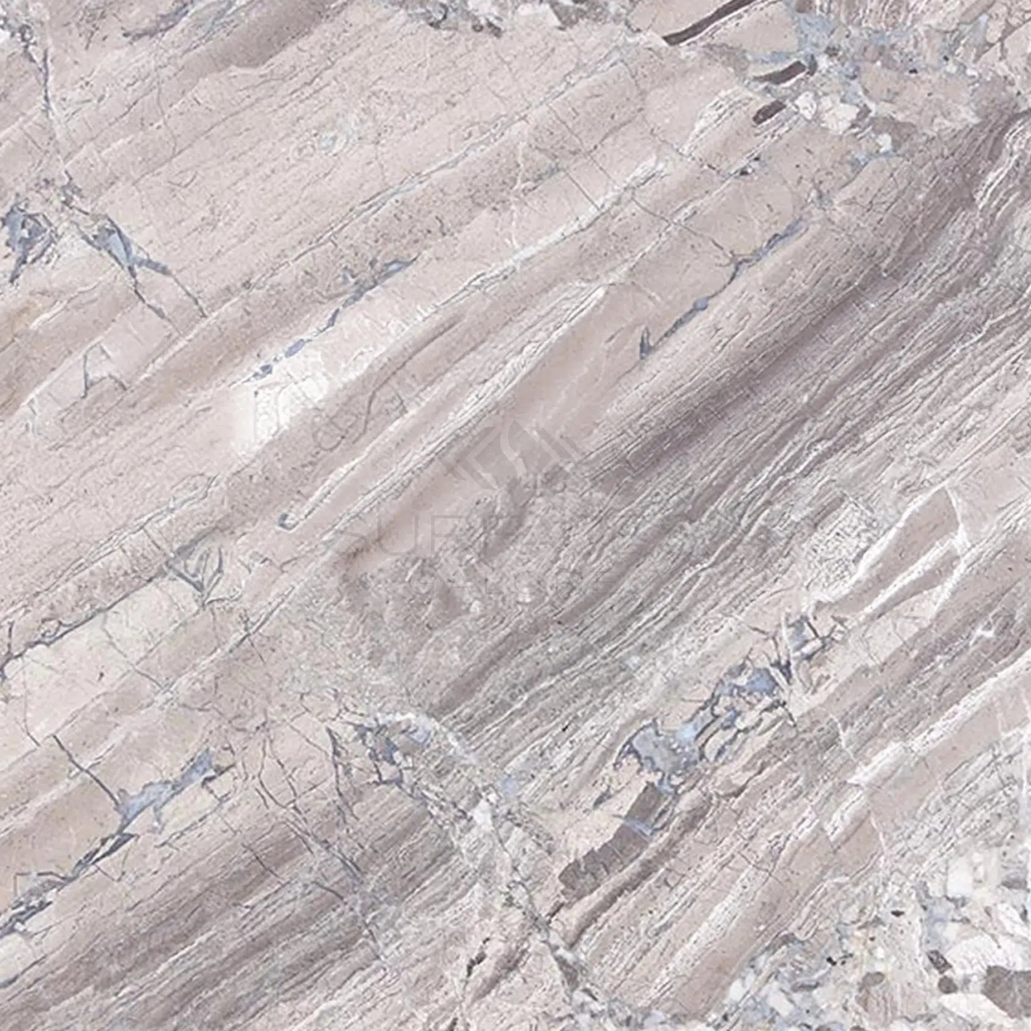 Veined marble slab from the Atlantic Gray Marble collection showcasing elegant patterns.