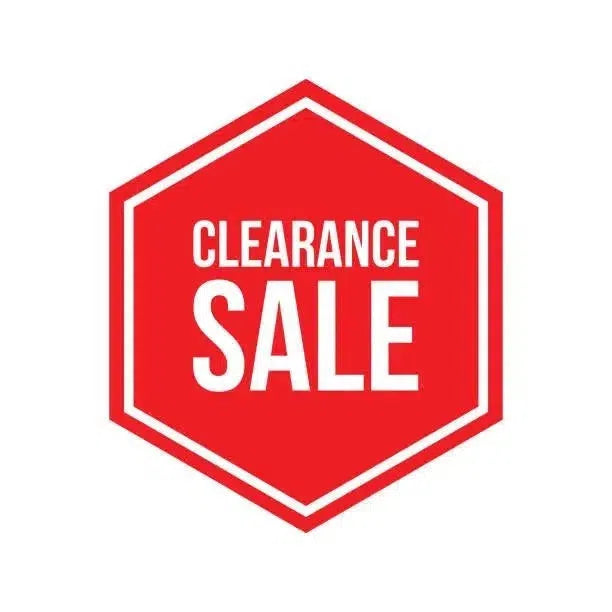 Red clearance sale sign prominently featured in the Clearance collection.