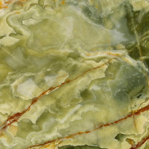 Green Onyx slab showcasing rich brown veining in the Green Onyx Marble collection.