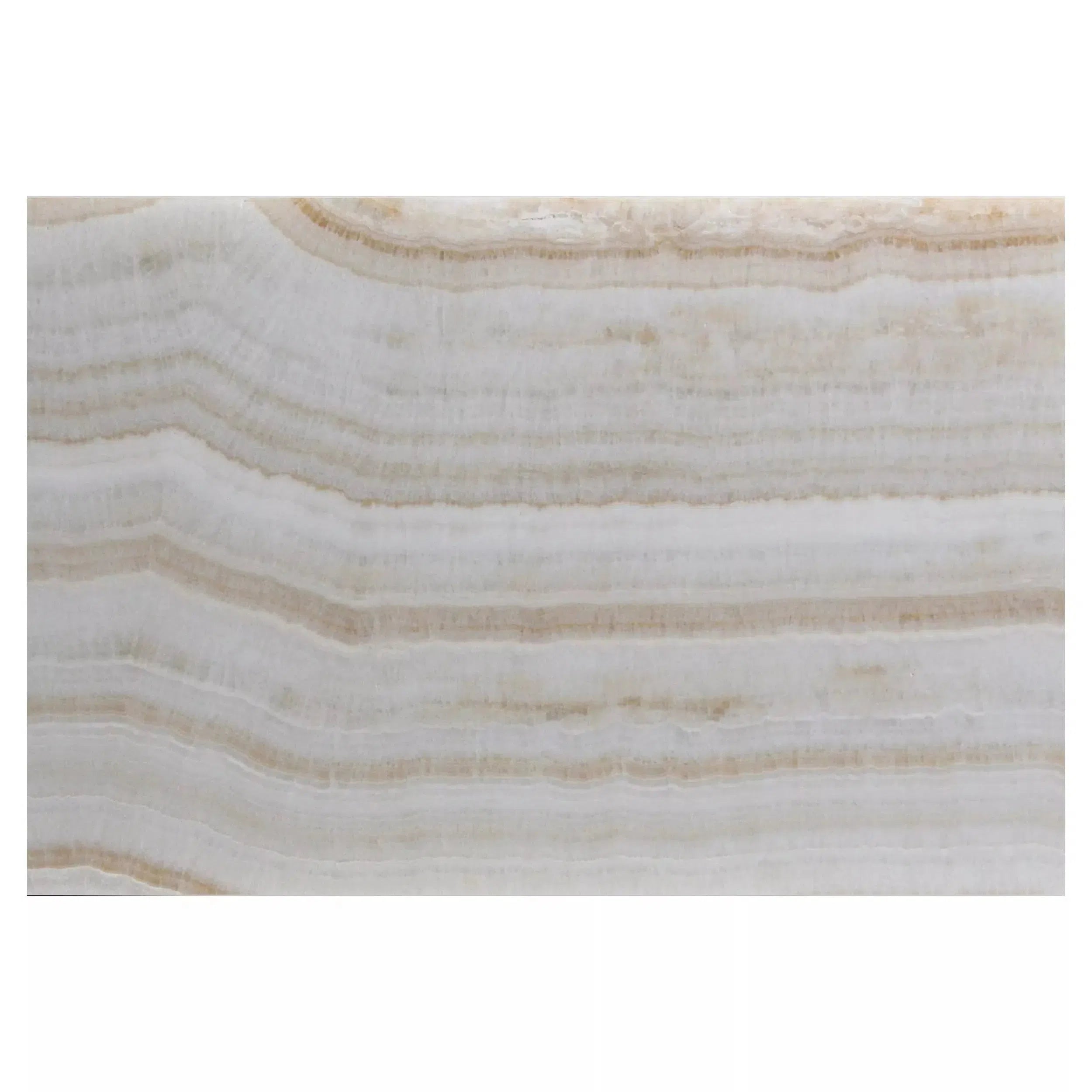 Banded beige onyx slab featured in the White Onyx Marble collection.