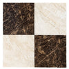 Checkerboard Emperador Dark Marble and Diano Royal Marble 18X18 Set