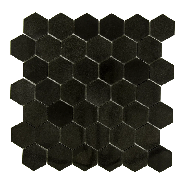 Absolute Black 2" Hexagon Granite Mosaic Polished