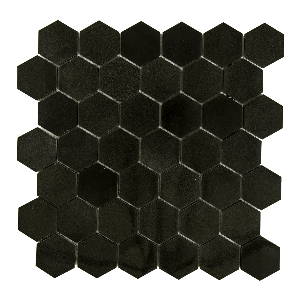 Absolute Black 2X2 Hexagon Granite Mosaic Polished - SurfacesGalore