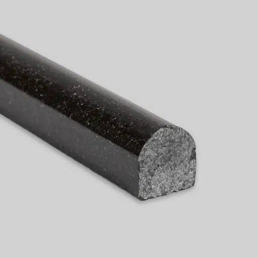 Absolute Black 3/4X12 Bullnose Liner Granite Mosaic Polished - SurfacesGalore