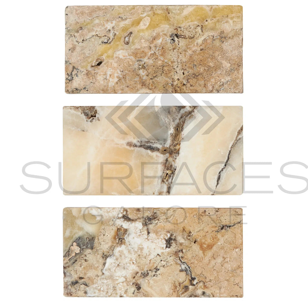 Antico Onyx Travertine 12X24 Filled Honed - SurfacesGalore