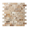 Antico Onyx Travertine 1X2 Brick Mosaic Split-Faced