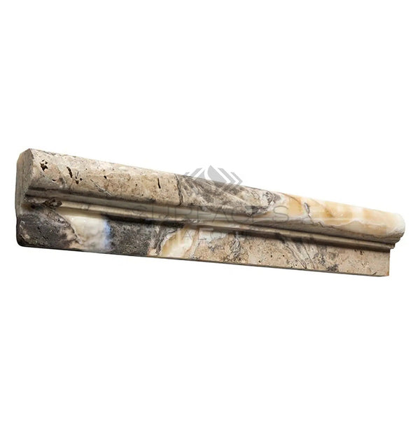 Antico Onyx Travertine 2X12 OG - 1 (Single - Step Chair Rail Trim) Liner Moulding Honed - SurfacesGalore