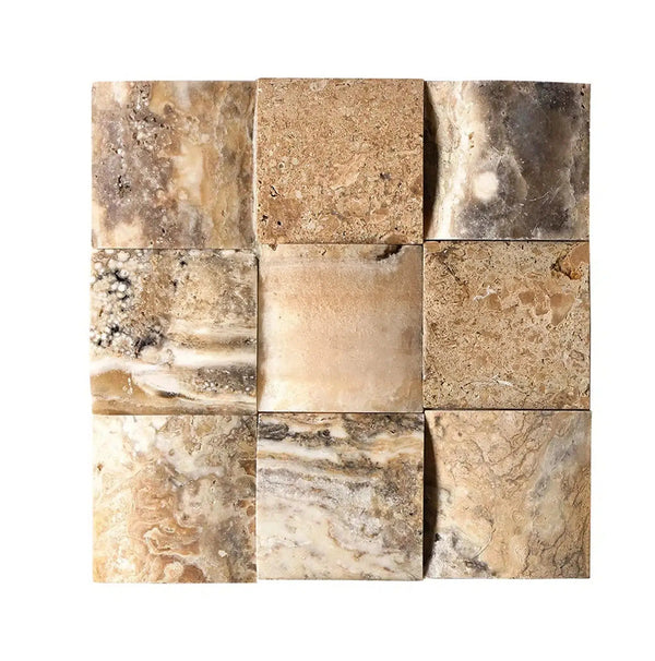 Antico Onyx Travertine 4X4 CNC-Arched (Round-Face / Wavy) Honed