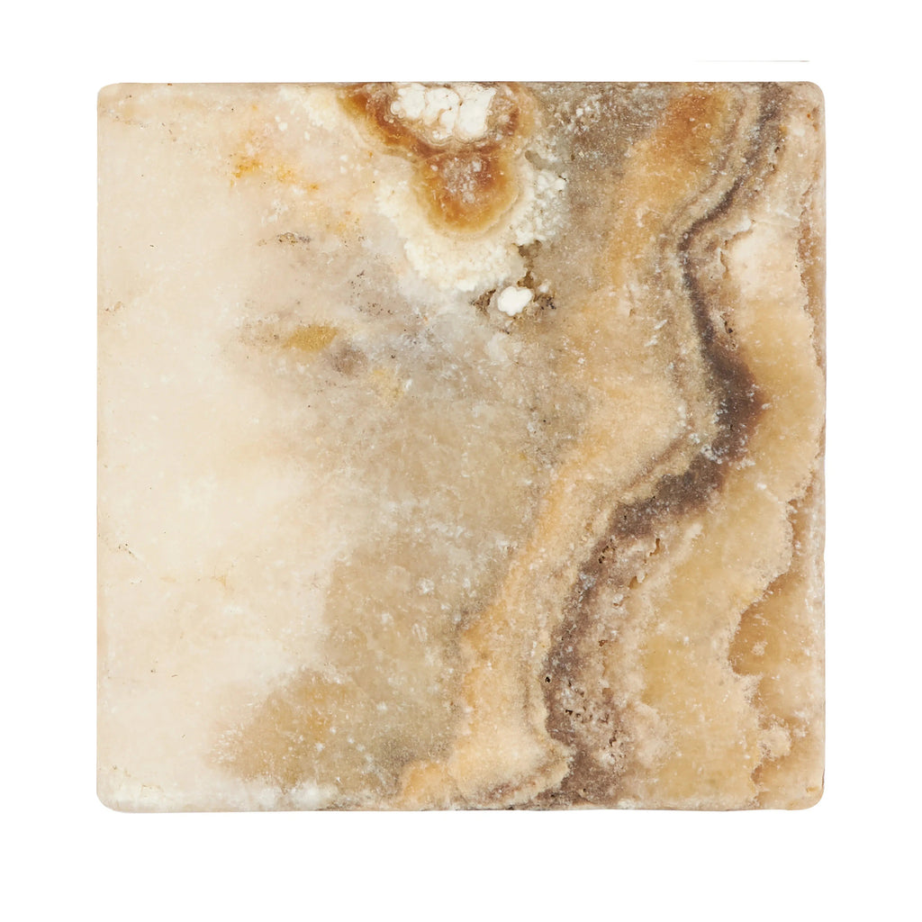 Antico Onyx Travertine 4X4 Tumbled - SurfacesGalore