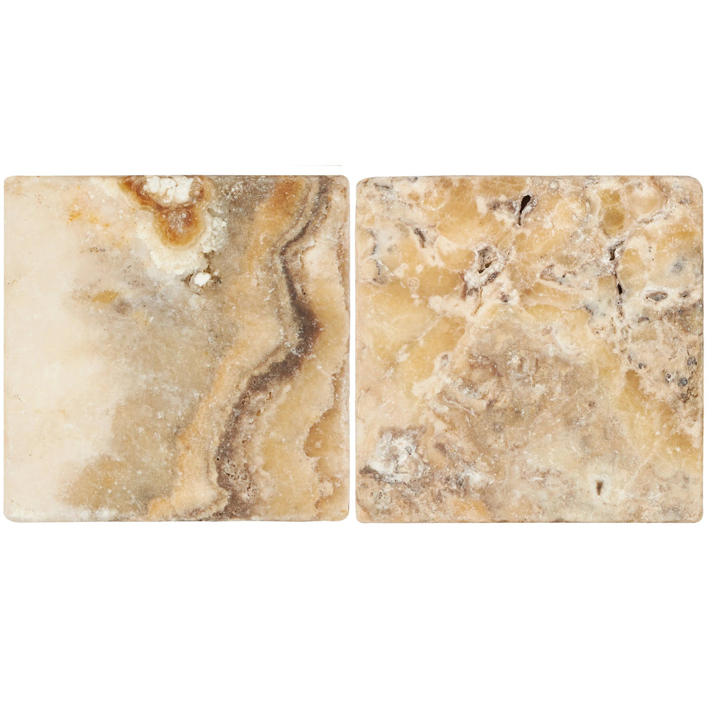 Antico Onyx Travertine 6X6 Tumbled - SurfacesGalore