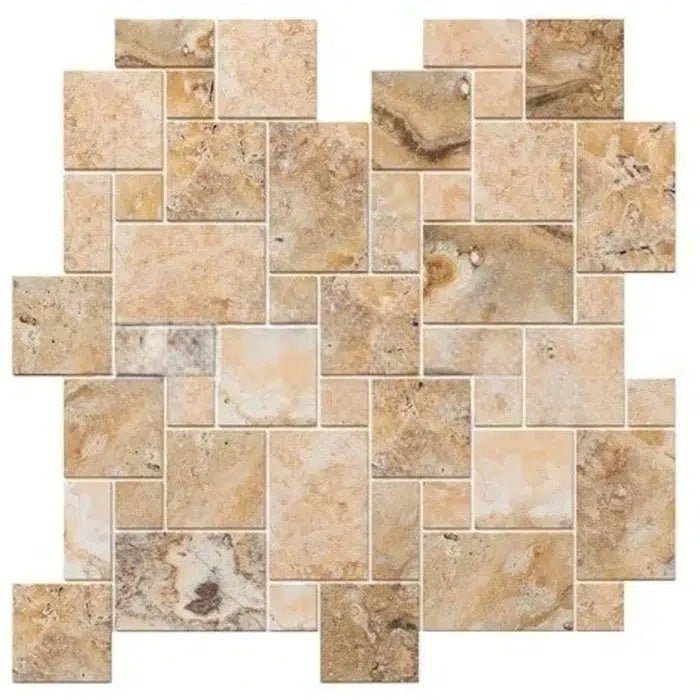 Antico Onyx Travertine Versailles Pattern 3 cm Paver Tumbled - SurfacesGalore