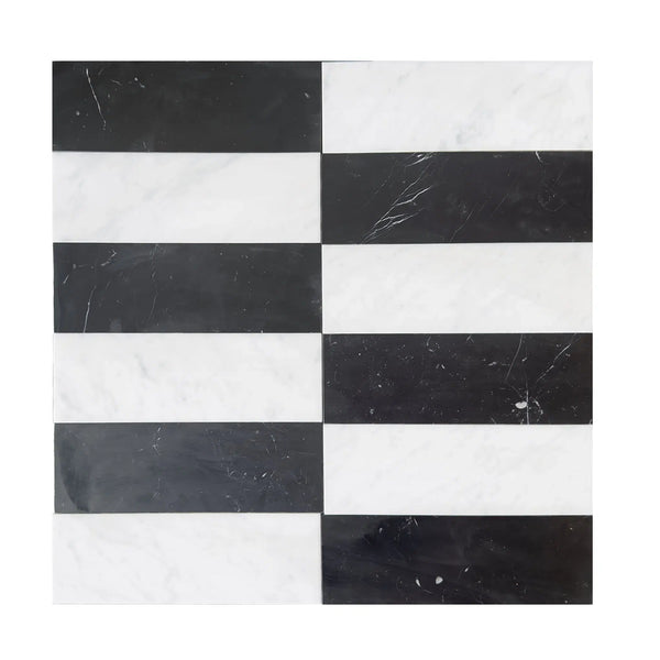 Carrara White and Nero Marquina 4X12 Set