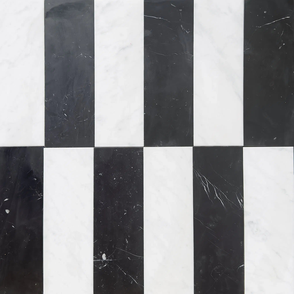 Carrara White and Nero Marquina 4X12 Set