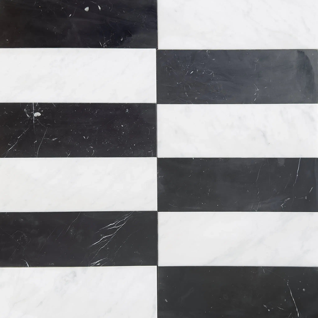 Carrara White and Nero Marquina 4X12 Set