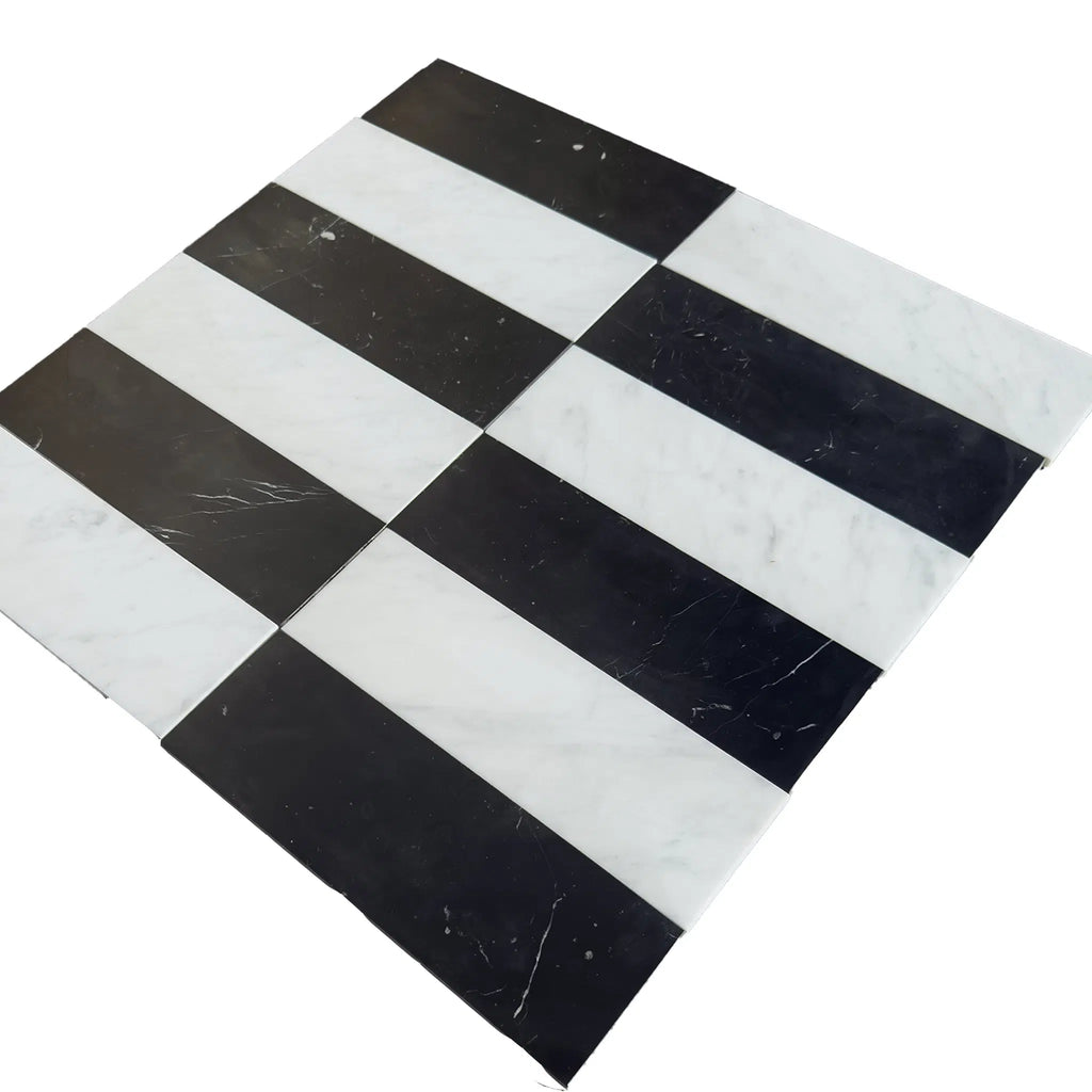 Carrara White and Nero Marquina 4X12 Set