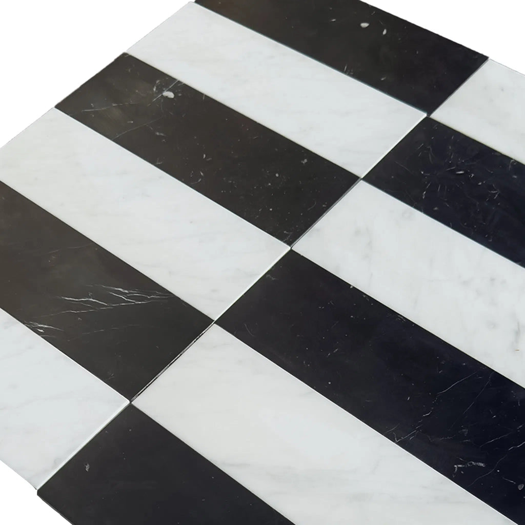 Carrara White and Nero Marquina 4X12 Set