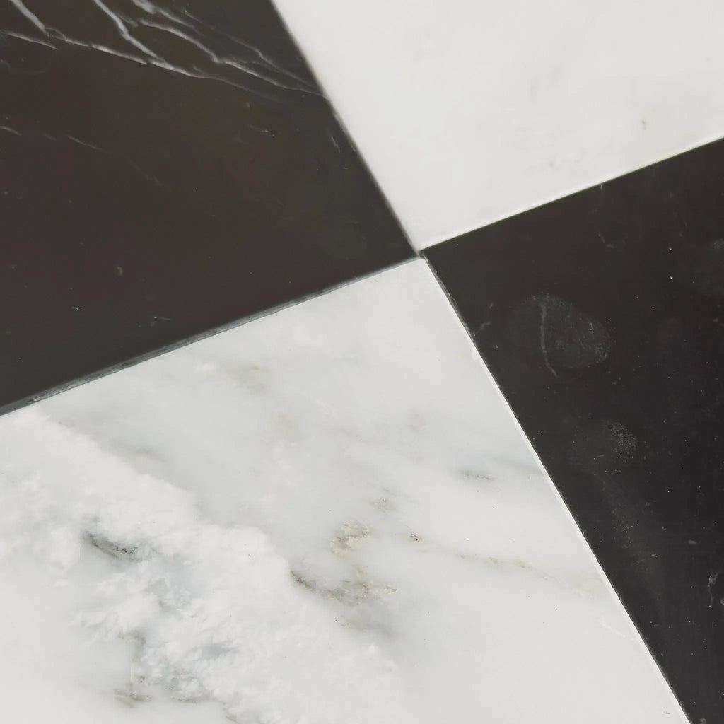 Oriental White (Asian Statuary) and Nero Marquina 4X12 Set