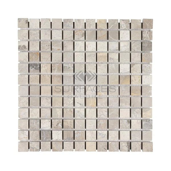 Atlantic Gray Marble 1X1 Mosaic Tumbled - SurfacesGalore