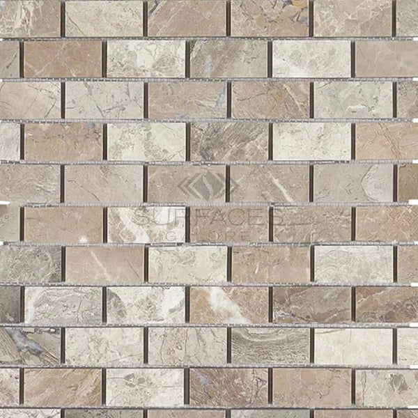 Atlantic Gray Marble 1X2 Brick Mosaic Polished - Honed - SurfacesGalorePolished