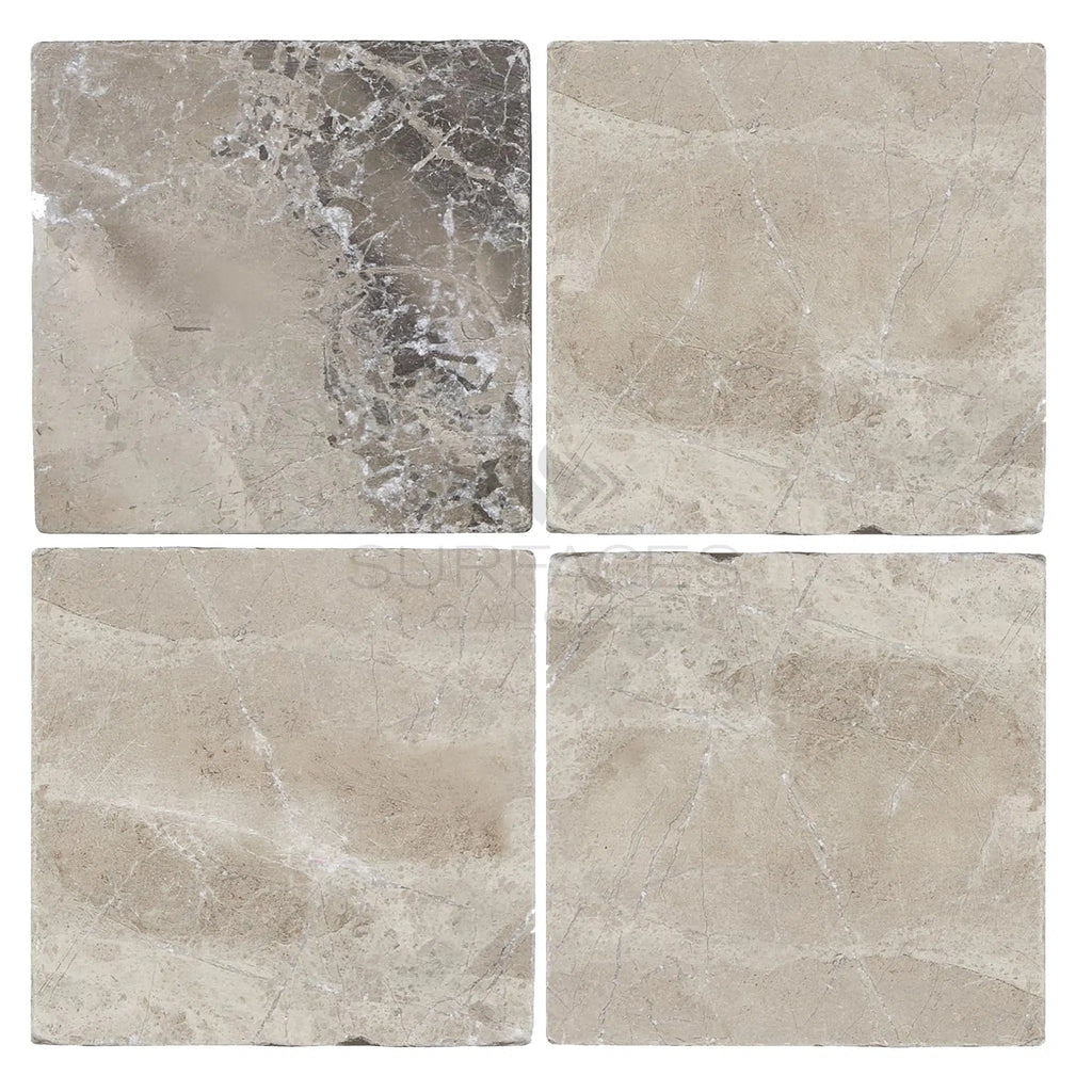 Atlantic Gray Marble 4X4 Tumbled - SurfacesGalore