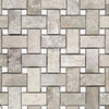 Atlantic Gray Marble Basketweave w/ White Dots Mosaic Polished - Honed - SurfacesGalorePolished