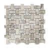 Atlantic Gray Marble Basketweave w/ White Dots Mosaic Polished-Honed