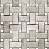 Atlantic Gray Marble Basketweave w/ White Dots Mosaic Polished-Honed