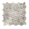 Atlantic Gray Marble Basketweave w/ White Dots Mosaic Polished-Honed