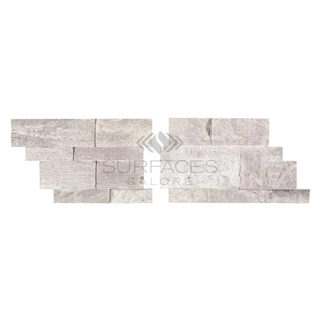 Atlantic Gray Marble Ledger-Panel ("Z" Split-Panel) - CORNER Mosaic Split Faced