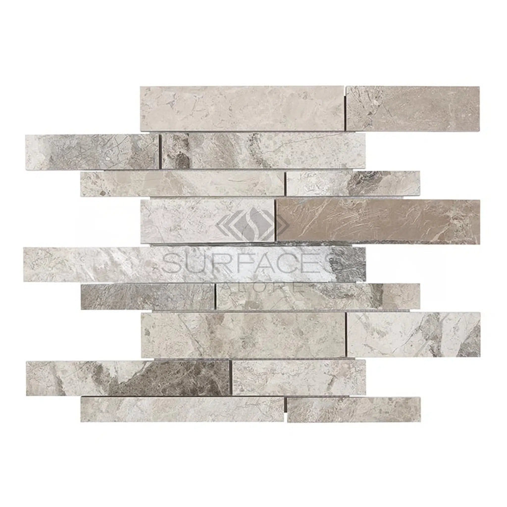 Atlantic Gray Marble Manhattan (Random - Strip) Mosaic Polished - Honed - SurfacesGalorePolished