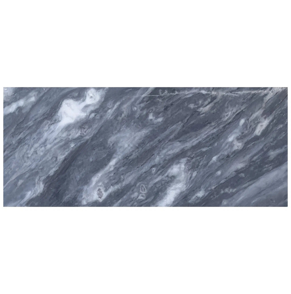 A Bardiglio Nuvolato (Italian) 12X24 Marble Polished-Honed slab with swirling gray and white patterns from SurfacesGalore, ideal for elegant interiors.