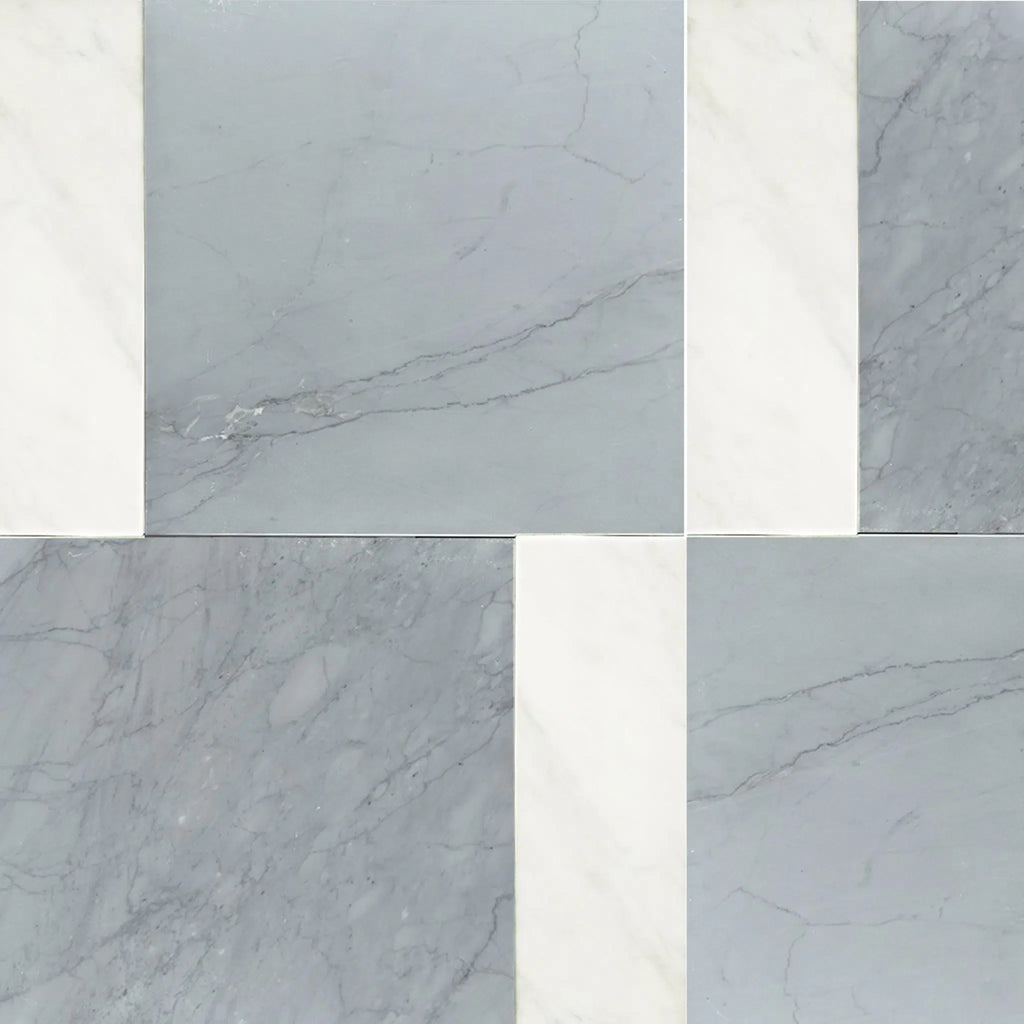 Bardiglio Imperiale 12X12 and Carrara White 4X12 Set