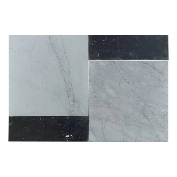 Bardiglio Imperiale 12X12 and Nero Marquina 4X12 Set