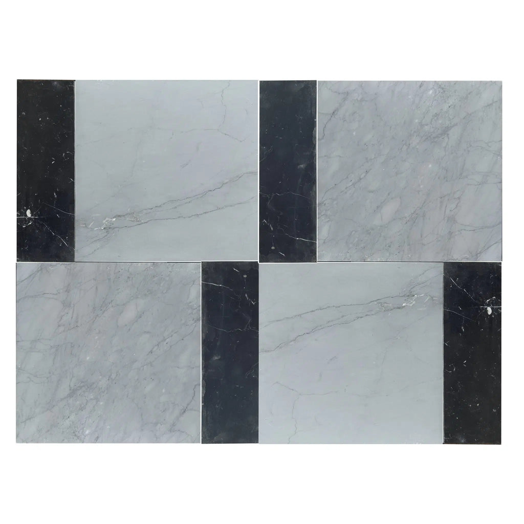 Bardiglio Imperiale 12X12 and Nero Marquina 4X12 Set