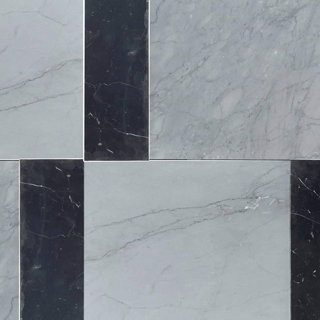 Bardiglio Imperiale 12X12 and Nero Marquina 4X12 Set