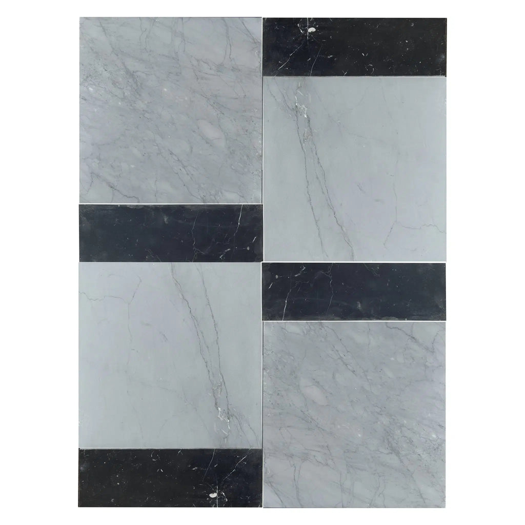 Bardiglio Imperiale 12X12 and Nero Marquina 4X12 Set