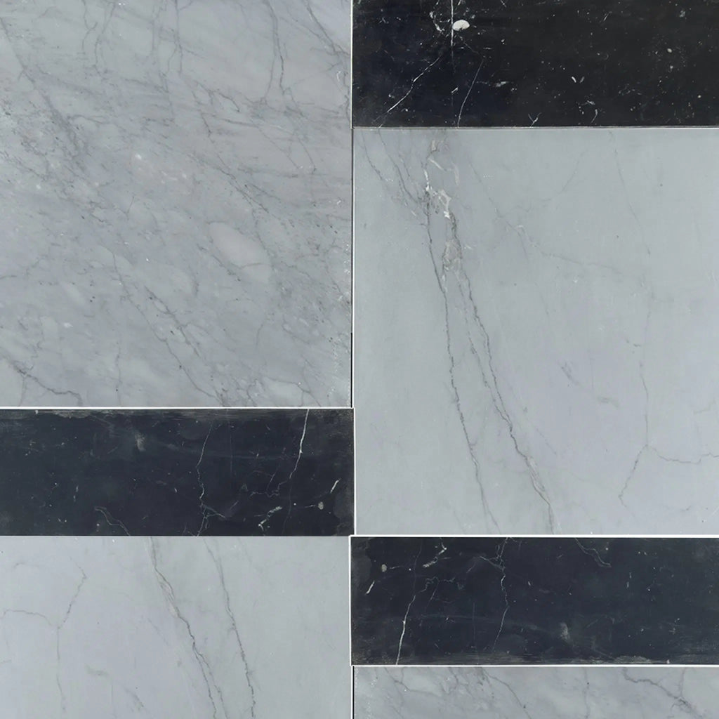 Bardiglio Imperiale 12X12 and Nero Marquina 4X12 Set