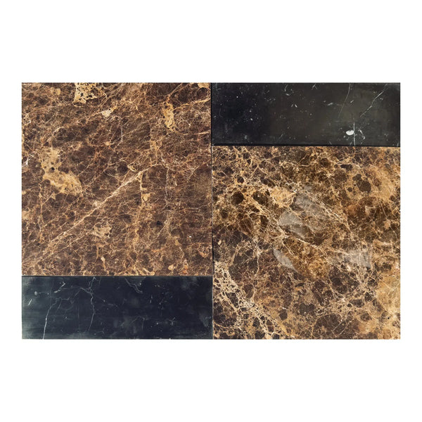 Emperador Dark 12X12 and Nero Marquina 4X12 Set