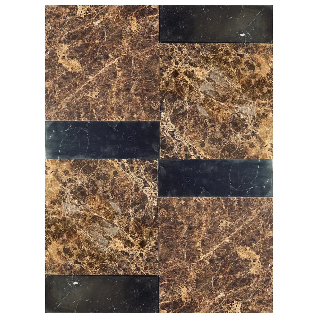 Emperador Dark 12X12 and Nero Marquina 4X12 Set