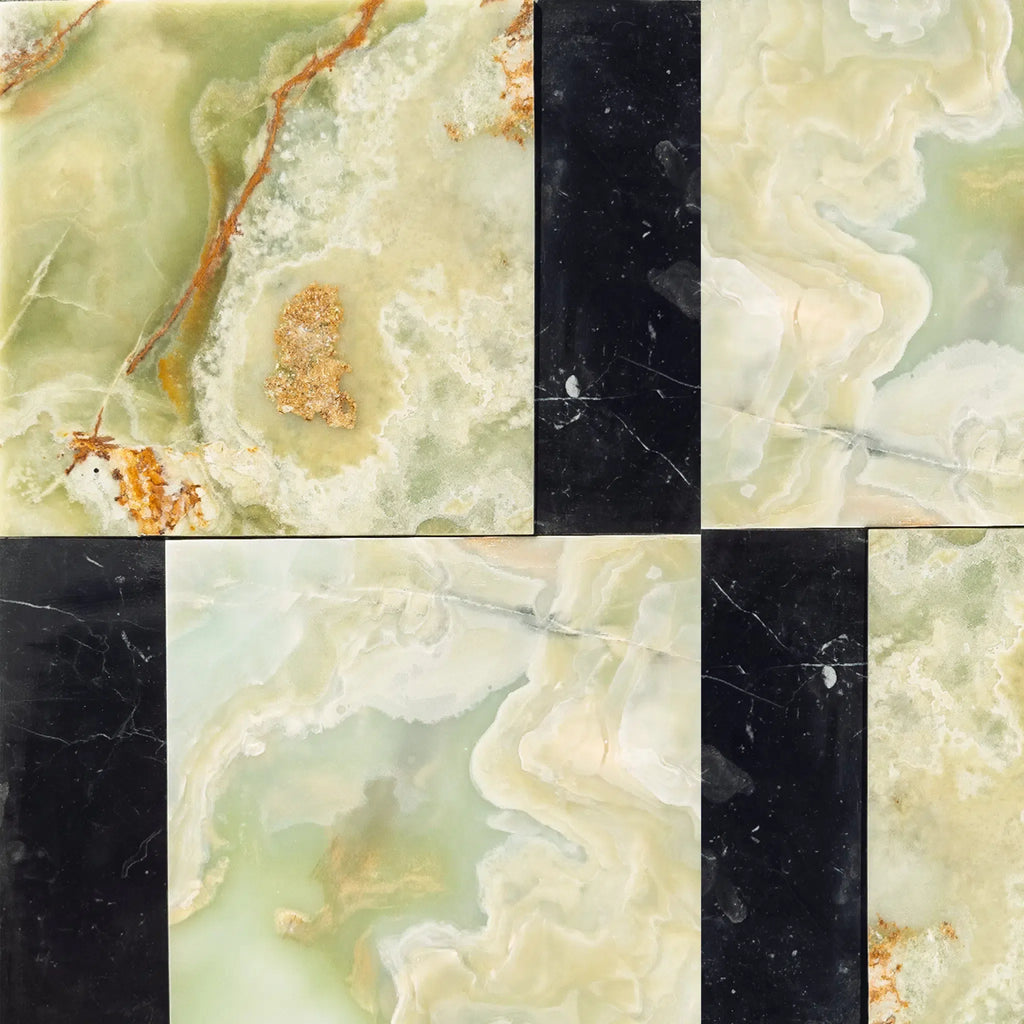 Green Onyx 12X12 and Nero Marquina 4X12 Set