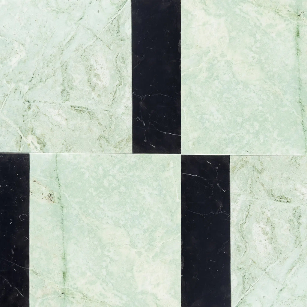 Ming Green 12X12 and Nero Marquina 4X12 Set