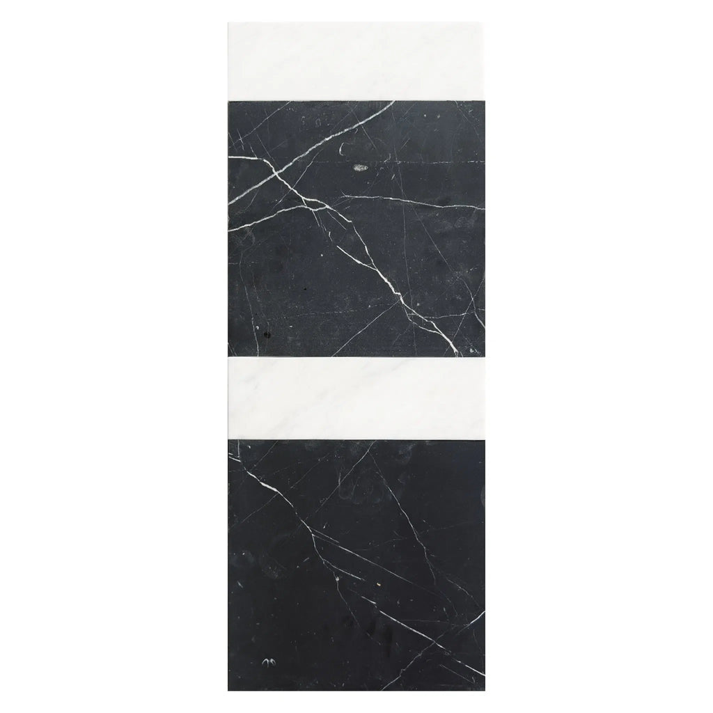 Nero Marquina 12X12 and Carrara White 4X12 Set