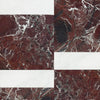 Rosso Levanto 12X12 and Carrara White 4X12 Set