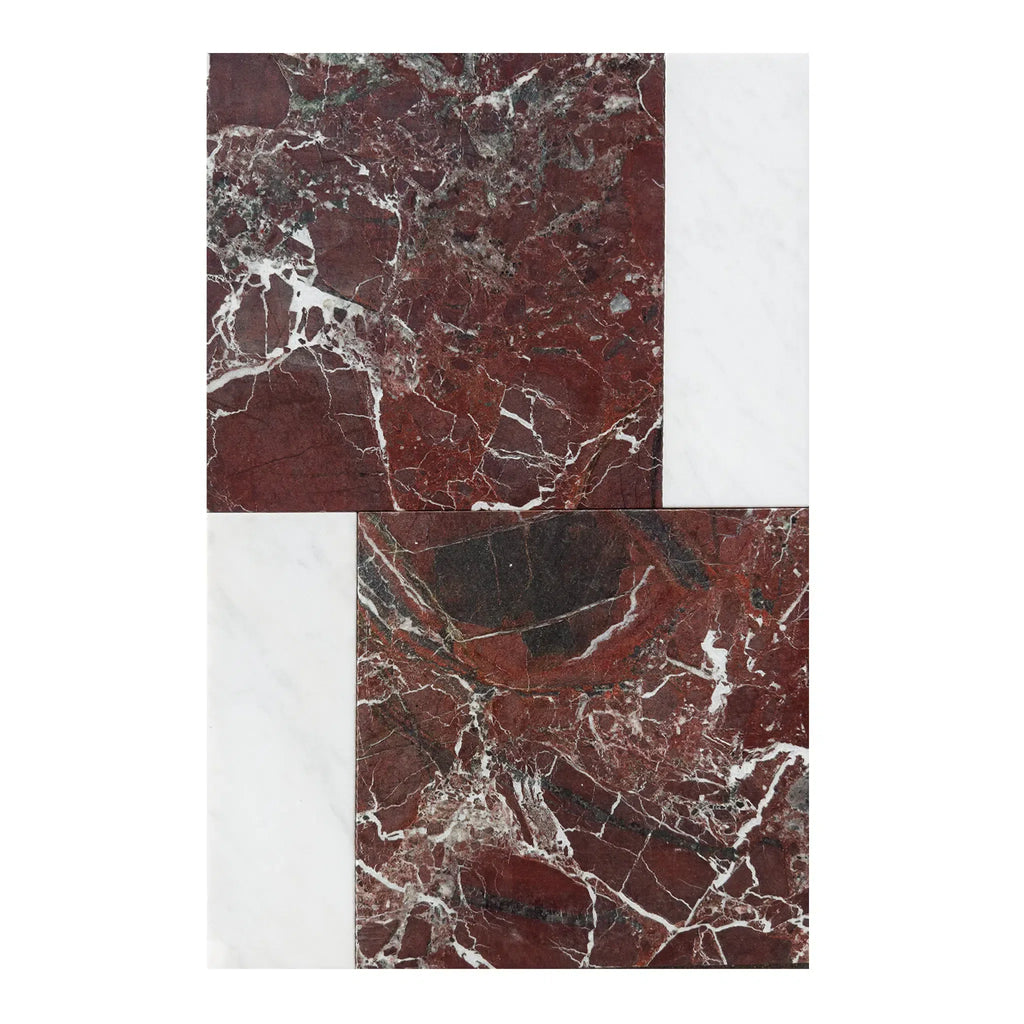 Rosso Levanto 12X12 and Carrara White 4X12 Set