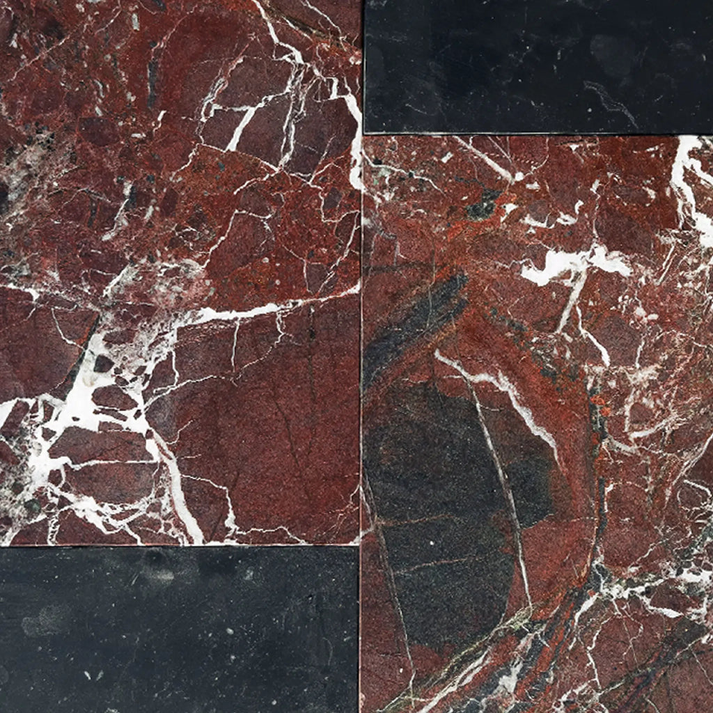 Rosso Levanto 12X12 and Nero Marquina 4X12 Set