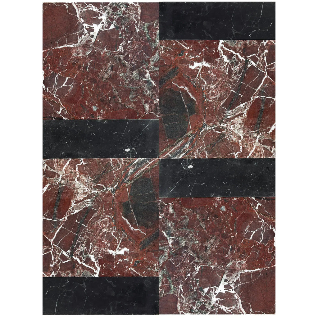 Rosso Levanto 12X12 and Nero Marquina 4X12 Set