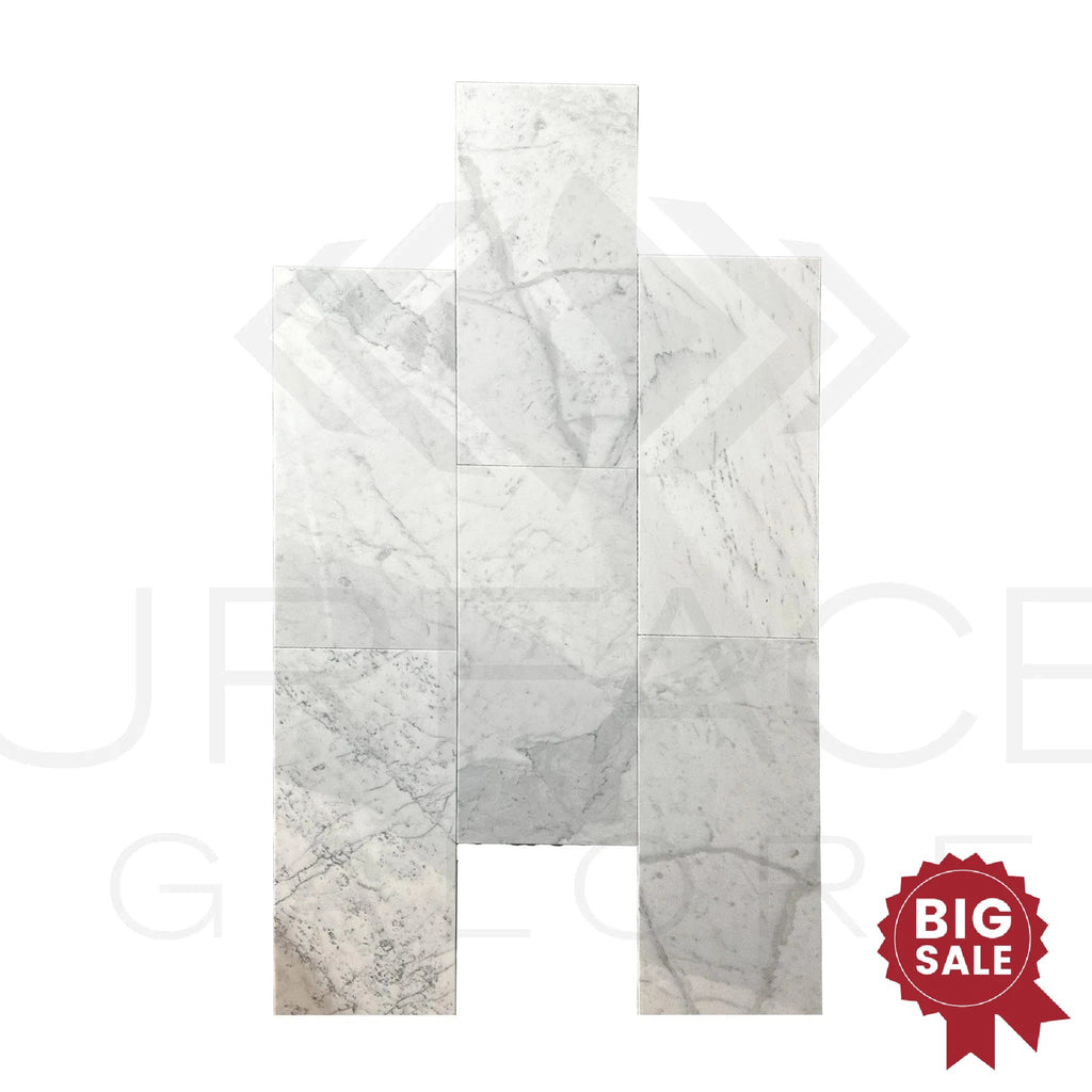 Bianco Carrara Standart 12X24 Polished Marble Tile 250 Sq.Ft. - Discounted, Marble/Travertine Clearance Sale - SurfacesGalore